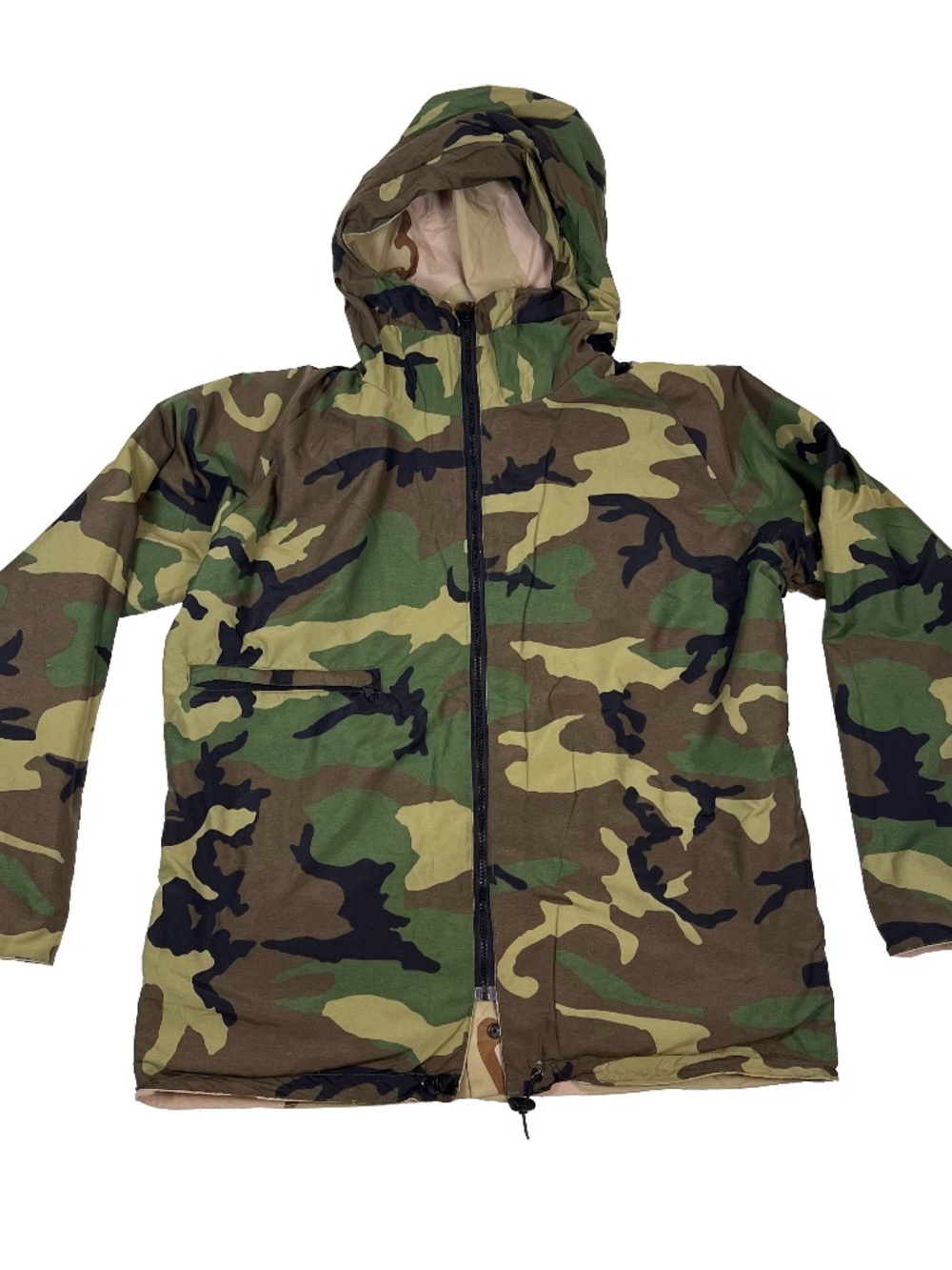 Vintage 90s FMI Reversible Desert Woodland Camo Waterproof Jacket Made In USA